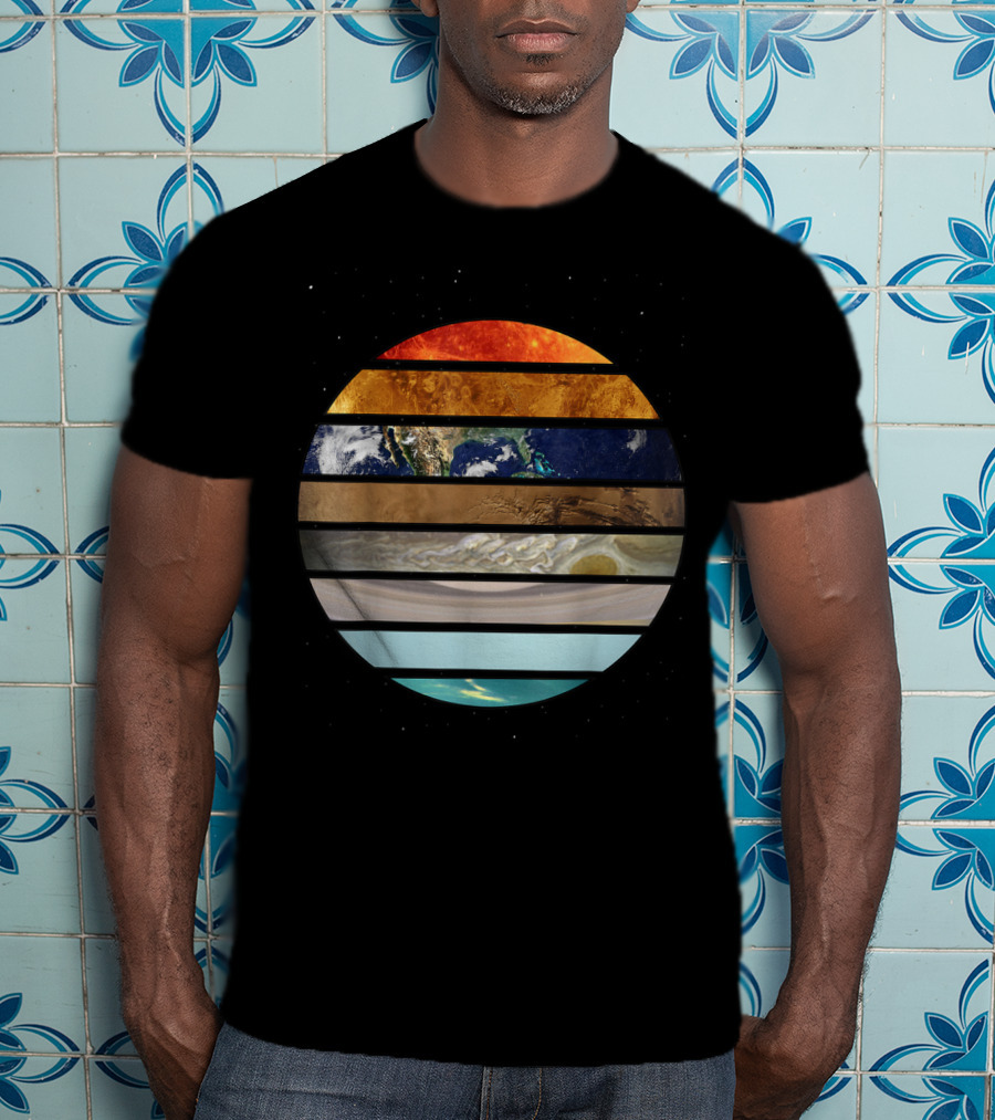 Amazing Planet Great Astronomy Solar System Stripes T-Shirt