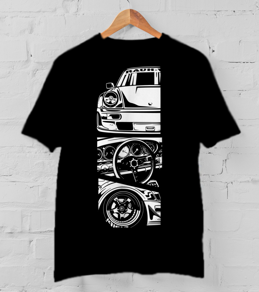 Rauh Welt Begriff German Classic Car Oldtimer Dashboard Wheel T-Shirt