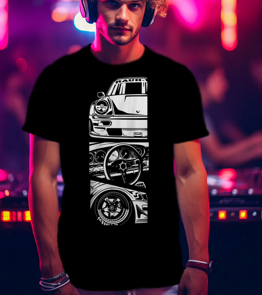 Rauh Welt Begriff German Classic Car Oldtimer Dashboard Wheel T-Shirt