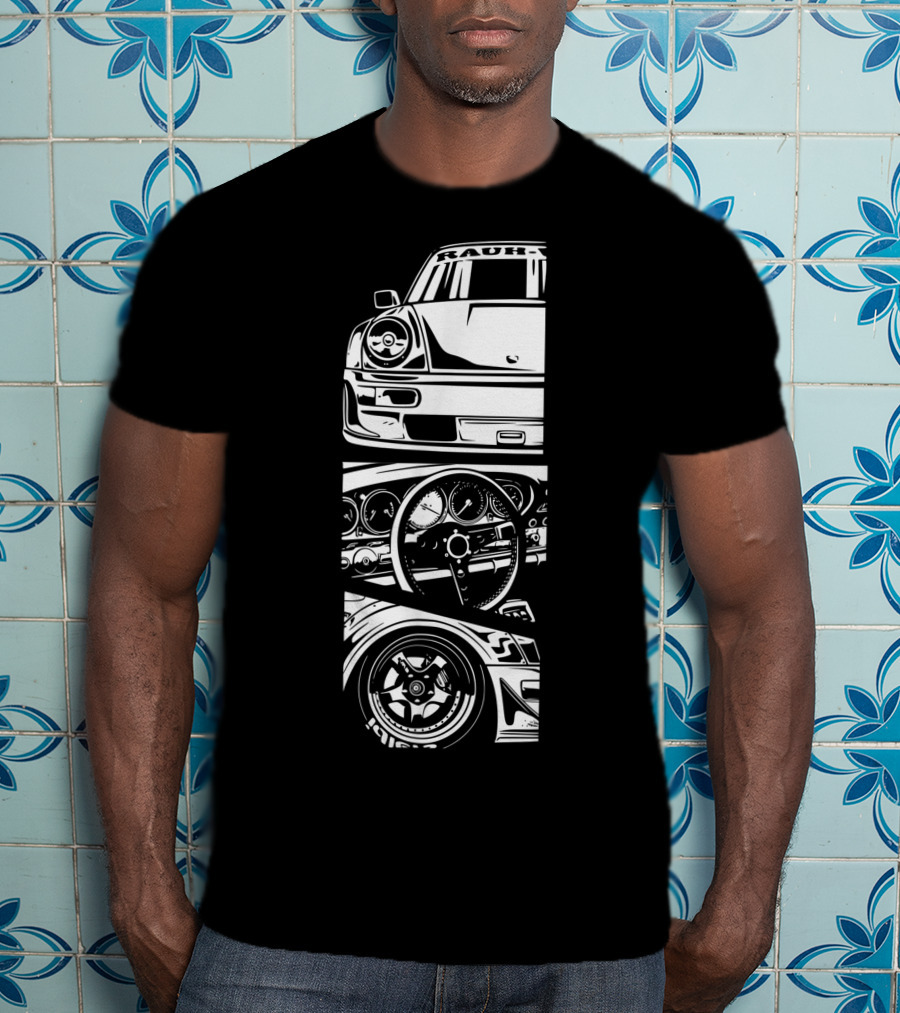 Rauh Welt Begriff German Classic Car Oldtimer Dashboard Wheel T-Shirt