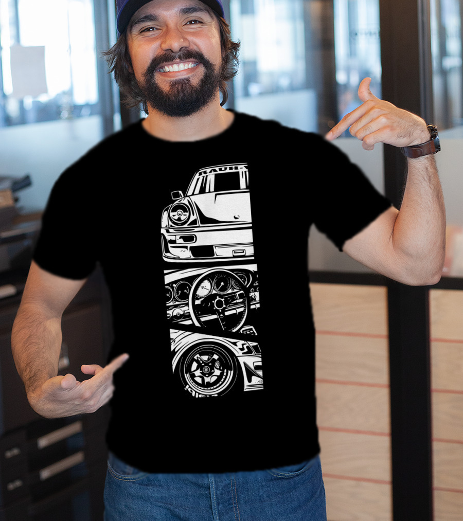 Rauh Welt Begriff German Classic Car Oldtimer Dashboard Wheel T-Shirt