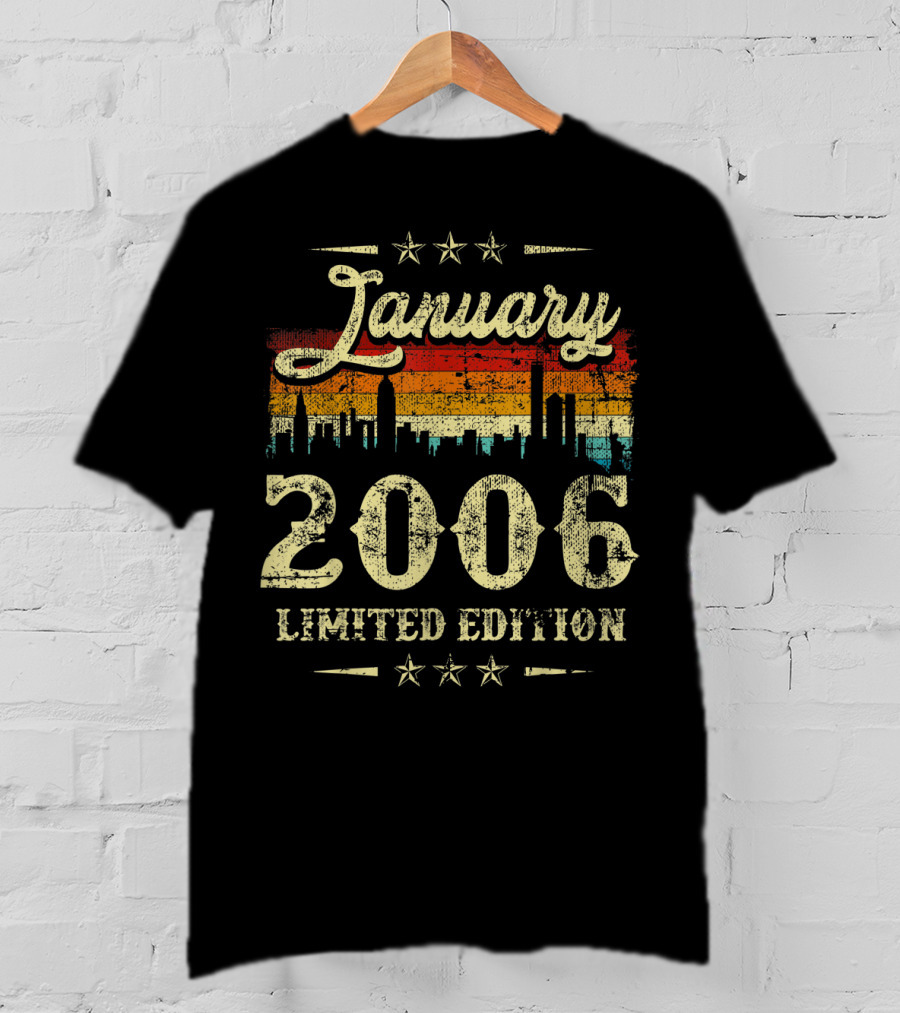 January 2006 Vintage Classic Stars Retro City Skyline T-Shirt