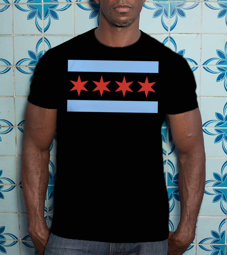 Chicago Flag Classic City Blue Stripes Red Stars T-Shirt