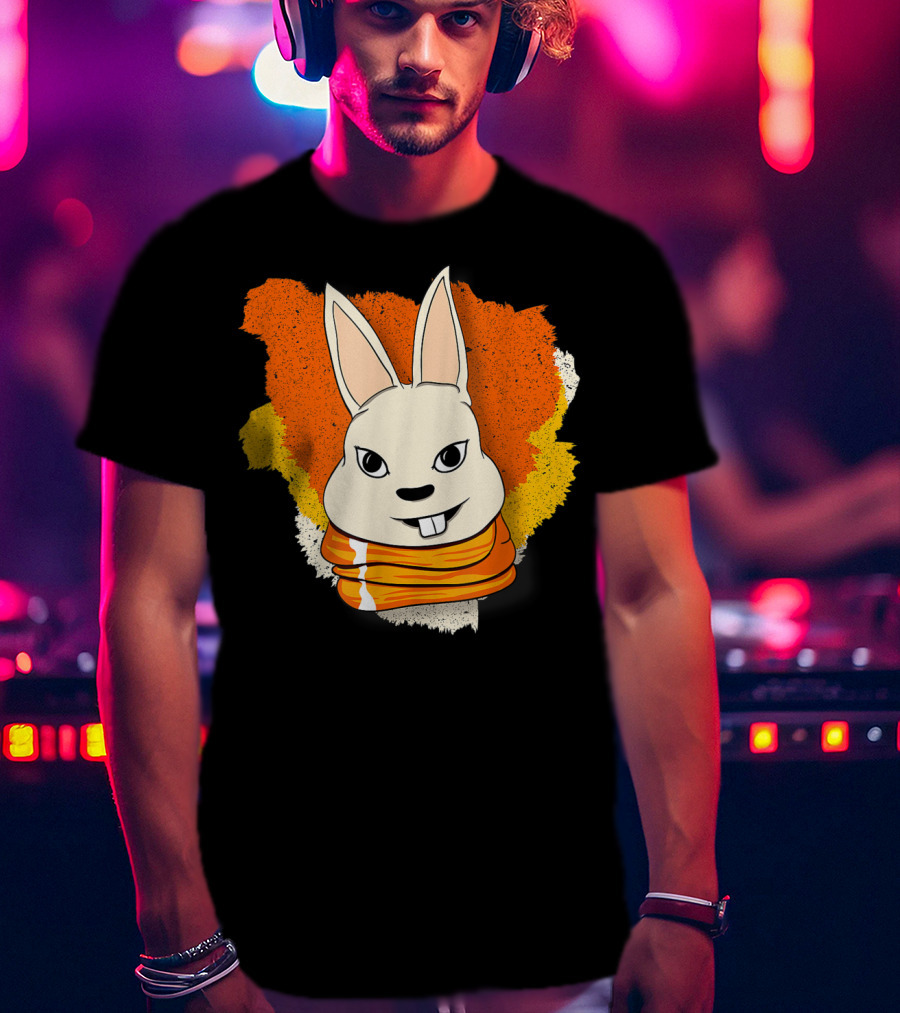 Bunny With Orange Yellow Scarf And Women For Easter T-Shirt
