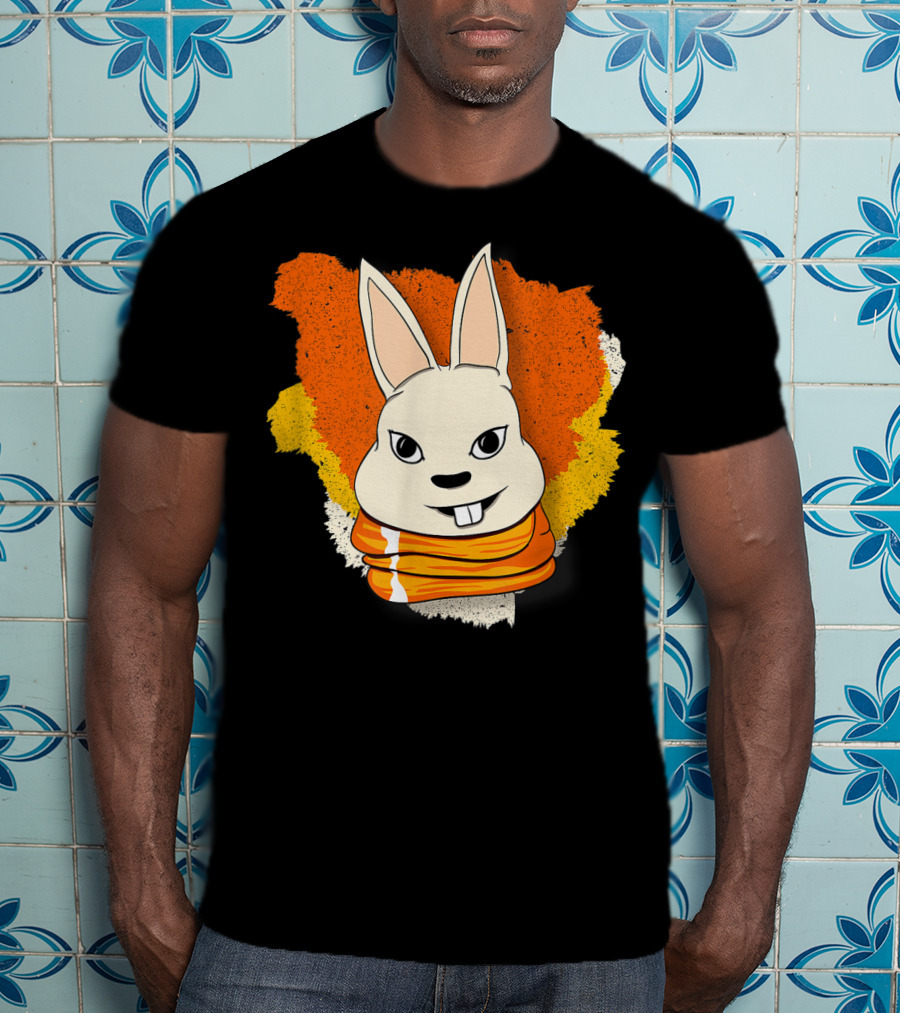 Bunny With Orange Yellow Scarf And Women For Easter T-Shirt
