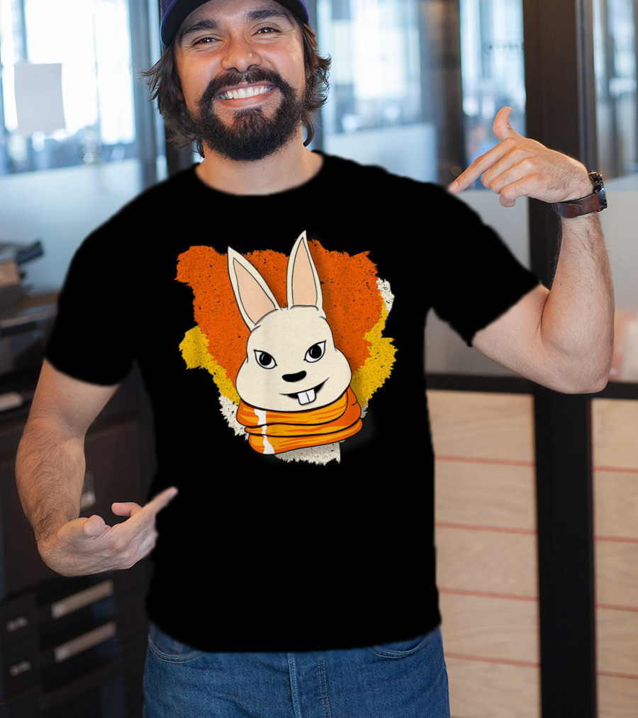 Bunny With Orange Yellow Scarf And Women For Easter T-Shirt
