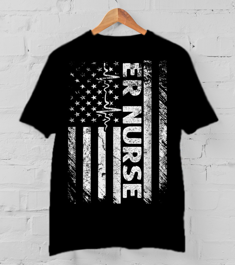 ER Nurse Distressed Flag Emergency T-Shirt