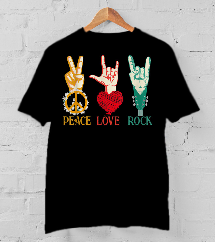 Peace Love Rock Vintage Concert Band Classic T-Shirt