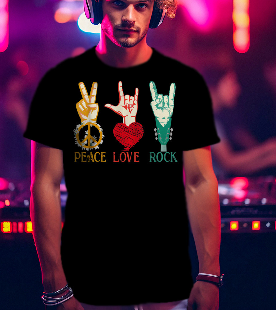 Peace Love Rock Vintage Concert Band Classic T-Shirt