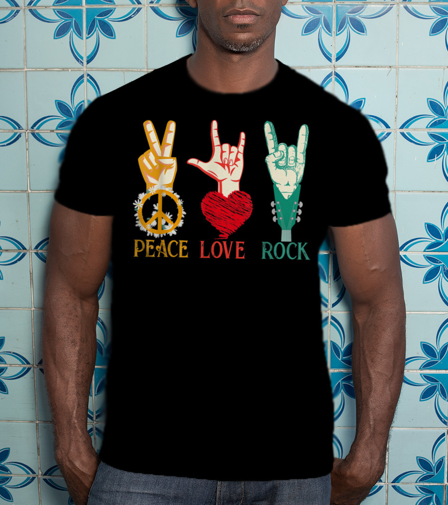 Peace Love Rock Vintage Concert Band Classic T-Shirt