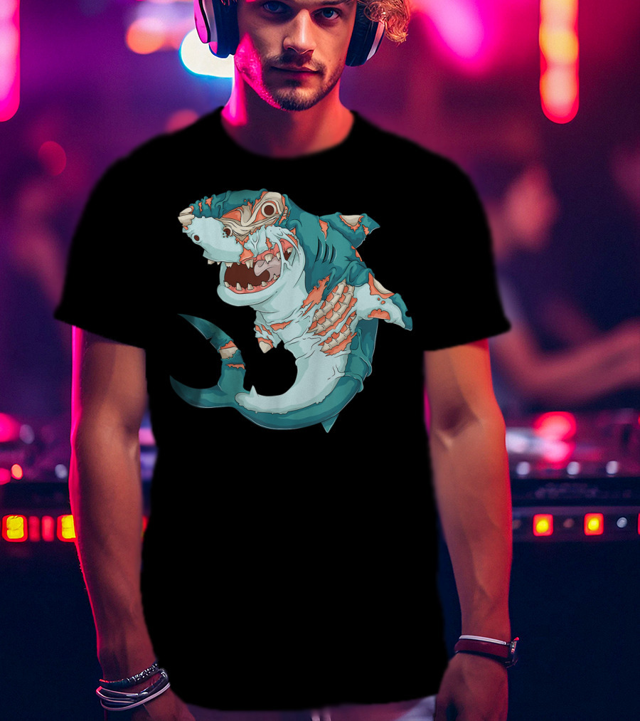Cool Zombie Shark Funny Lazy DIY Halloween T-Shirt