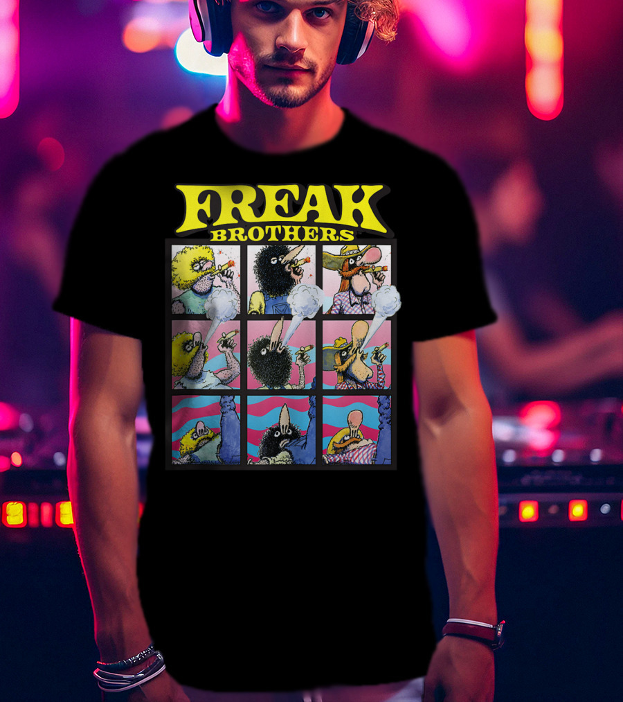 Freak Brothers Puff Puff Pass Out Comic Panels Characters T-Shirt