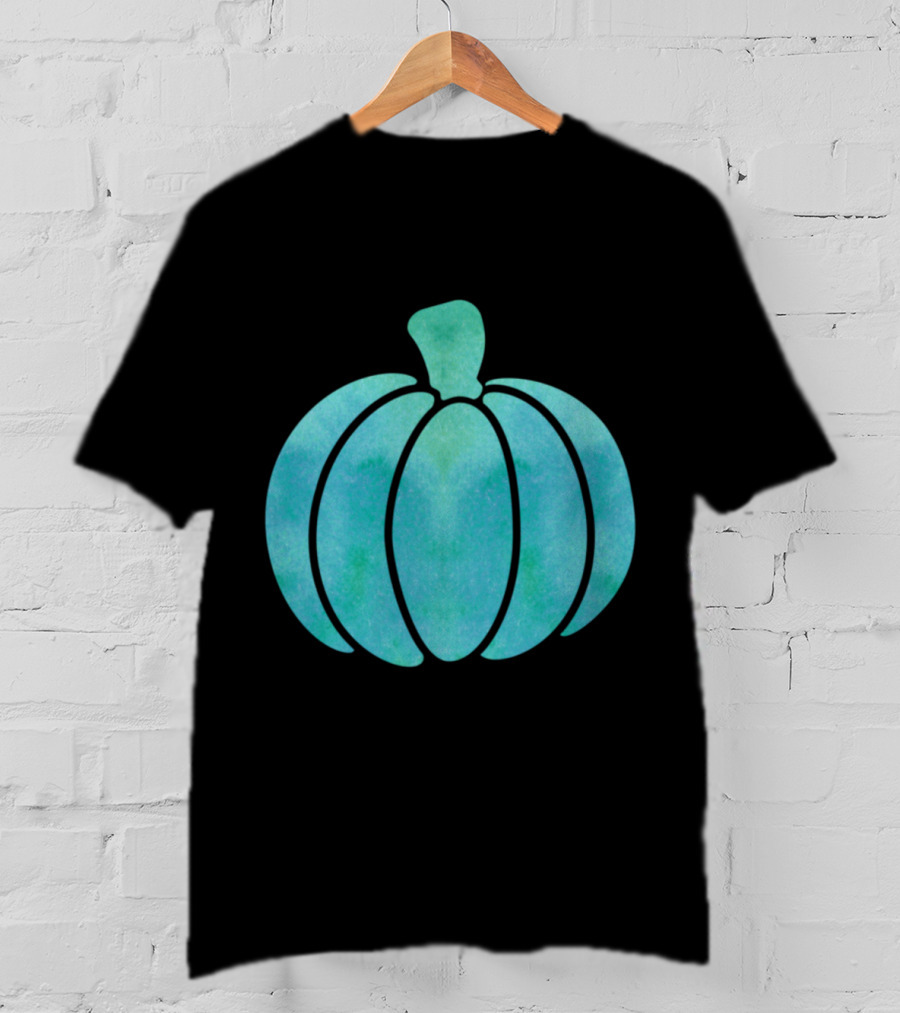 Fall Teal Pumpkin Girl Watercolor T-Shirt