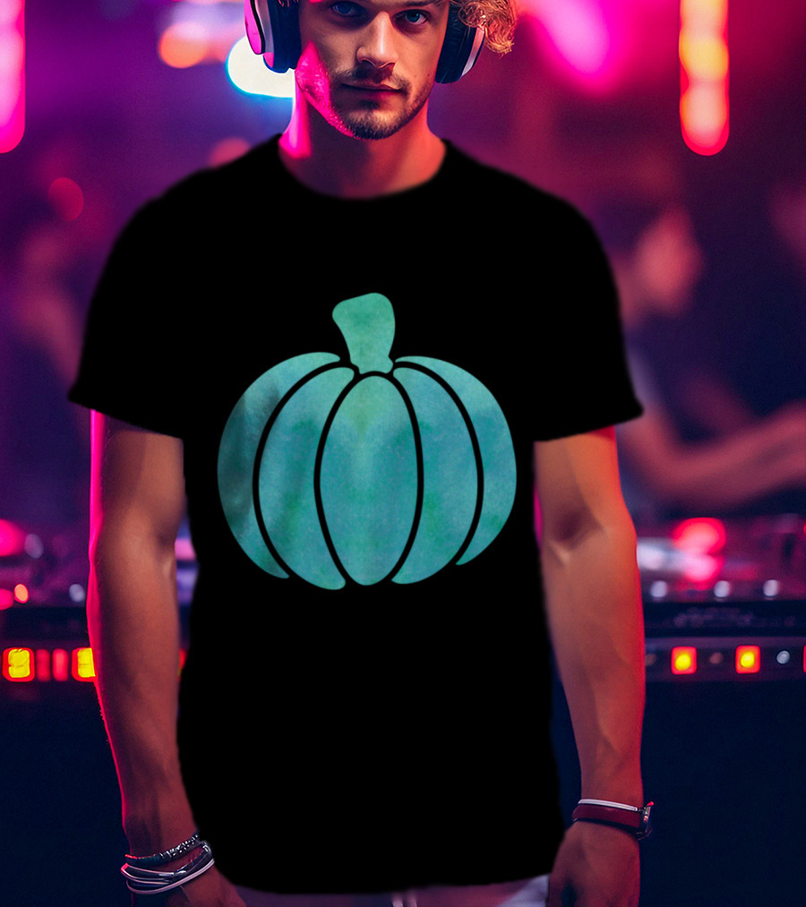 Fall Teal Pumpkin Girl Watercolor T-Shirt