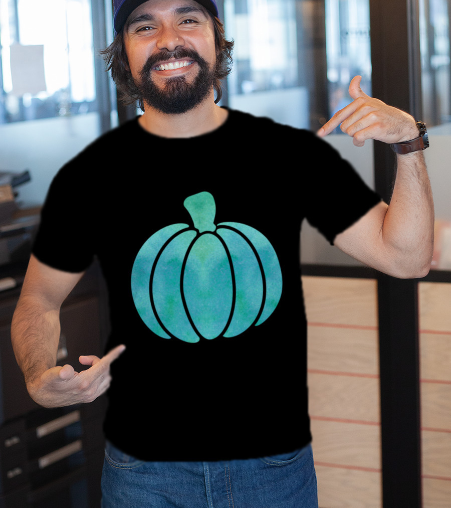 Fall Teal Pumpkin Girl Watercolor T-Shirt