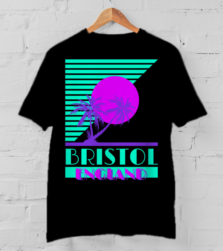 Bristol England Retro 80s Palm Tree T-Shirt