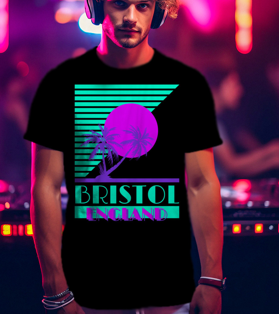 Bristol England Retro 80s Palm Tree T-Shirt