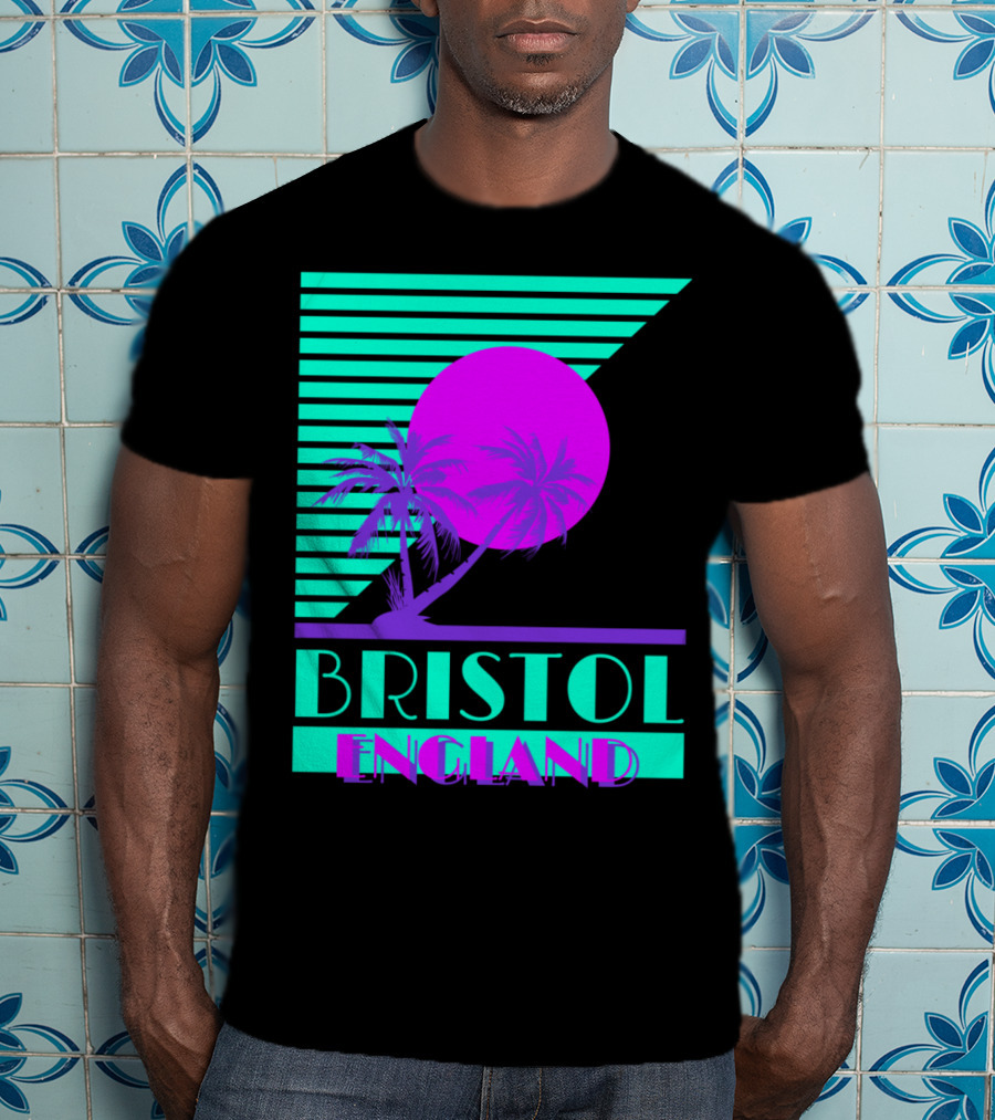 Bristol England Retro 80s Palm Tree T-Shirt
