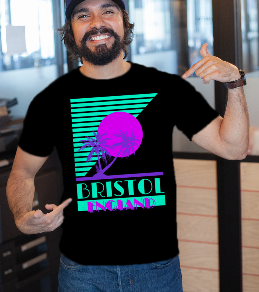 Bristol England Retro 80s Palm Tree T-Shirt