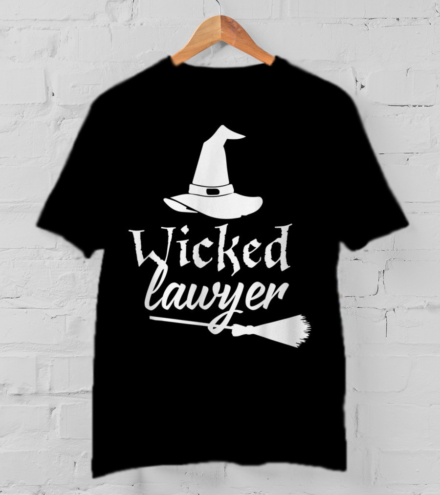 Wicked Lawyer Witch Hat Broomstick Halloween Lawyer T-Shirt