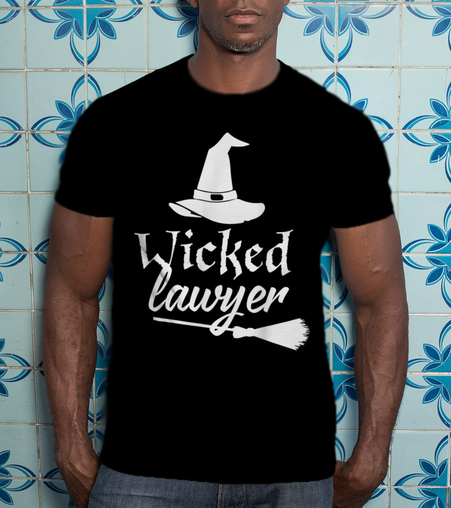 Wicked Lawyer Witch Hat Broomstick Halloween Lawyer T-Shirt