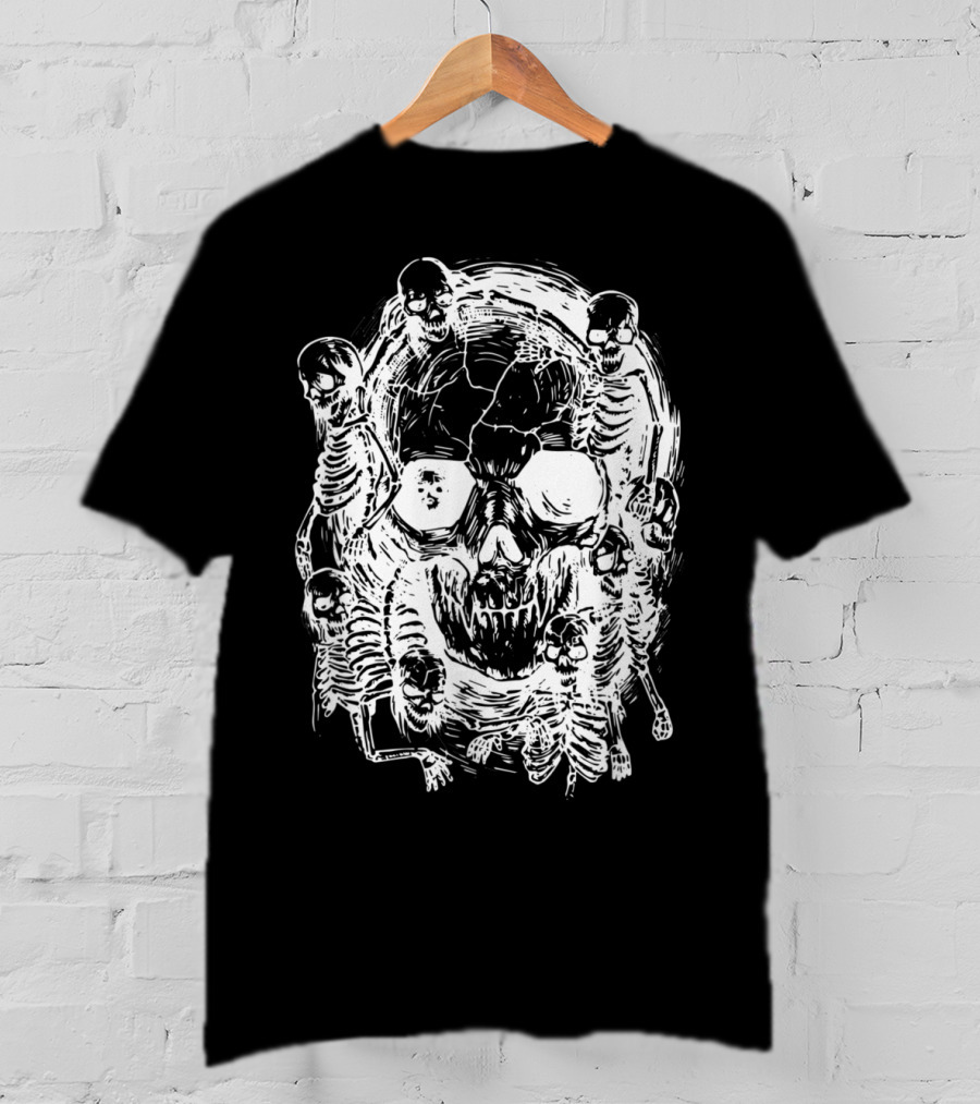 Happy Halloween Skeleton Skull Horror Scary Tattoo T-Shirt