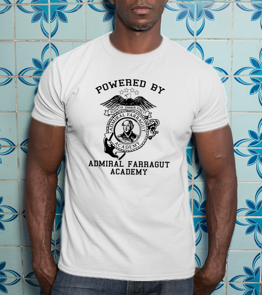 Powered By Admiral Farragut Academy Scientia Omnia Vincit T-Shirt