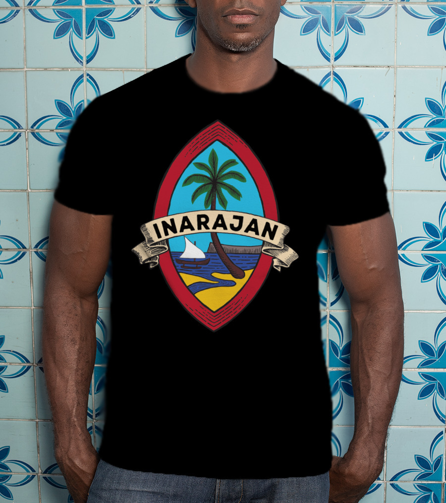 Guam Seal Inarajan Palm Beach Scene T-Shirt