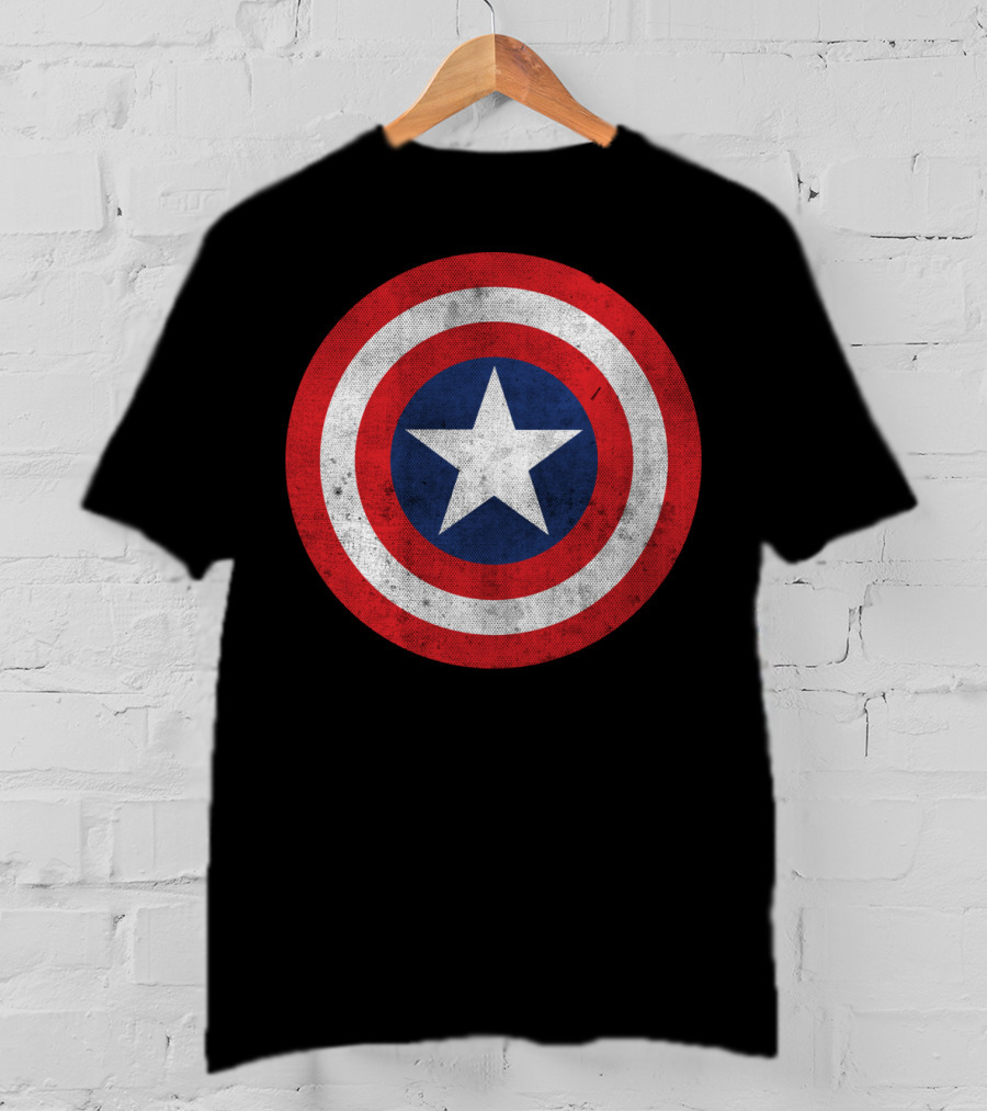 Marvel Captain America Classic Shield Iconic Symbol Red White Blue T-Shirt