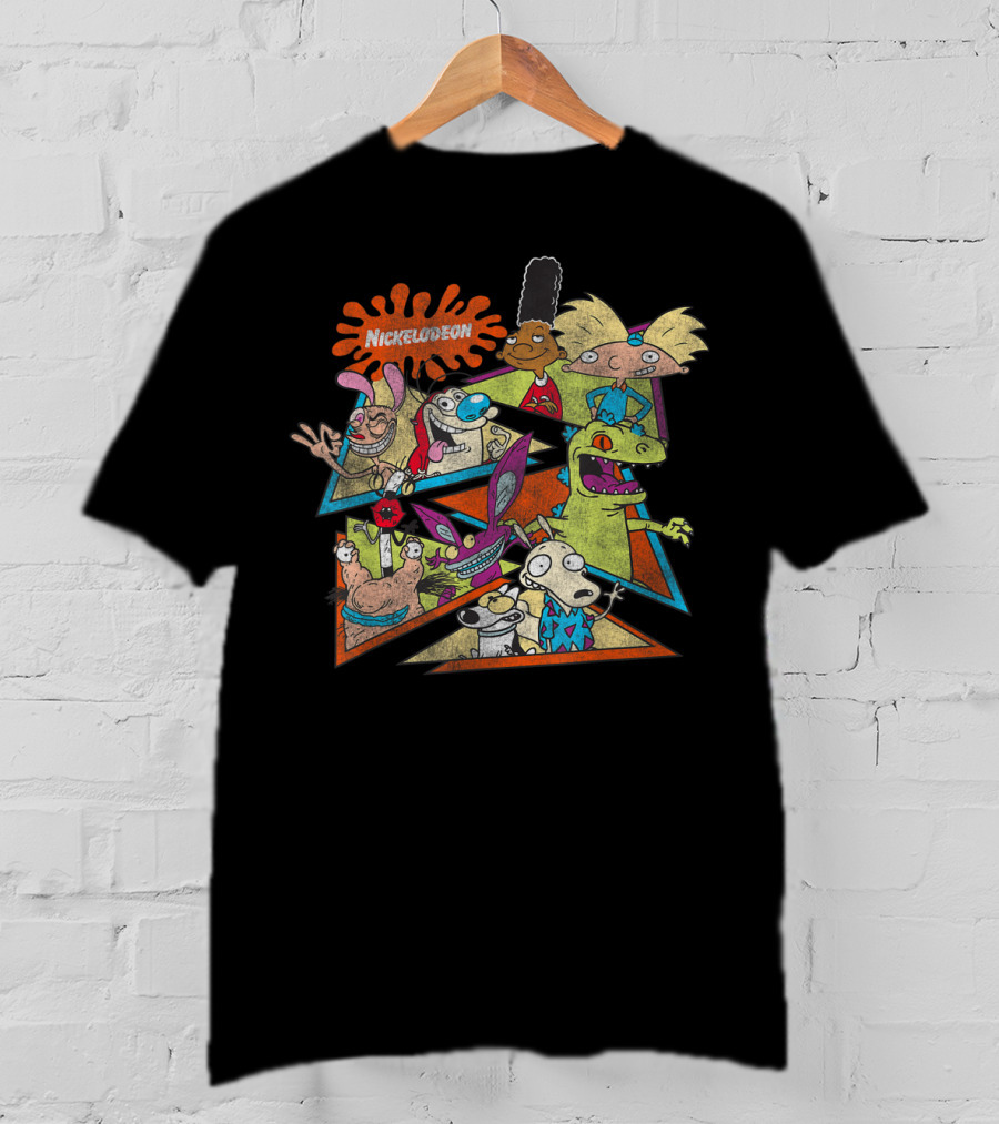 Nickelodeon Classic 90s Characters Hey Arnold Rugrats Ren Stimpy Rocko Gerald T-Shirt