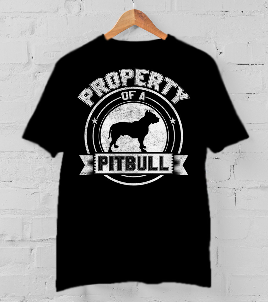 Property Of A Pitbull Bold Vintage Style Circular Emblem T-Shirt