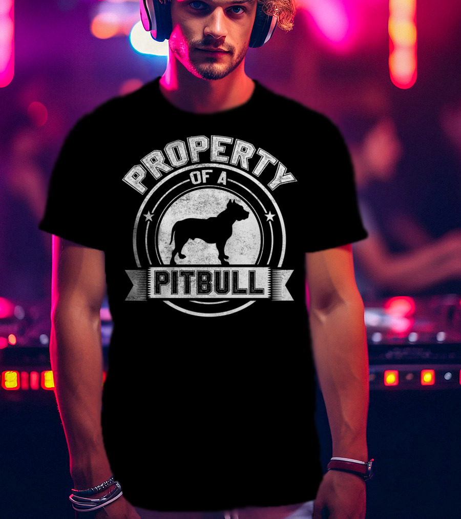 Property Of A Pitbull Bold Vintage Style Circular Emblem T-Shirt