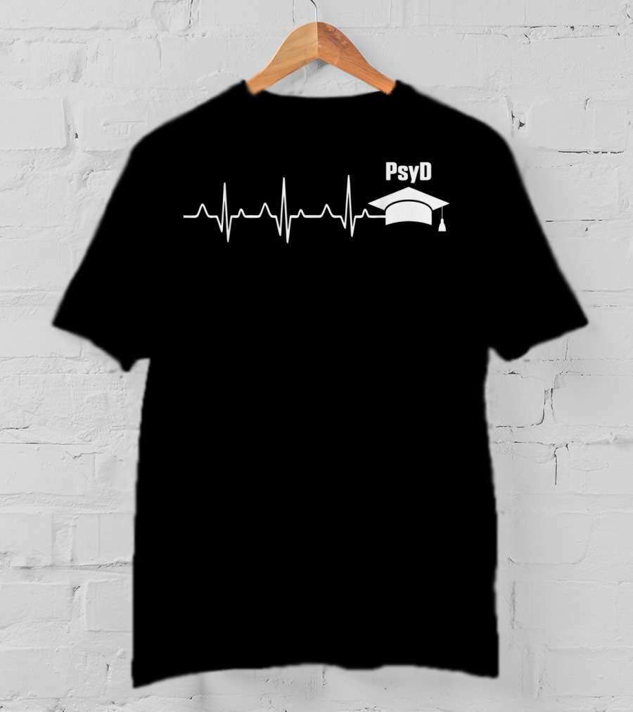 PsyD Doctor Of Psychology Heartbeat Graduation Cap Doctorate T-Shirt