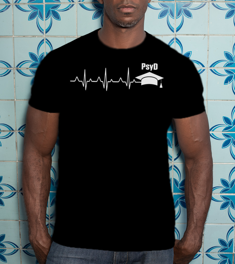 PsyD Doctor Of Psychology Heartbeat Graduation Cap Doctorate T-Shirt