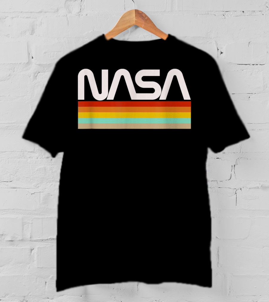 NASA Worm Logo Retro Stripes T-Shirt