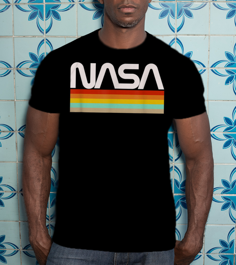 NASA Worm Logo Retro Stripes T-Shirt