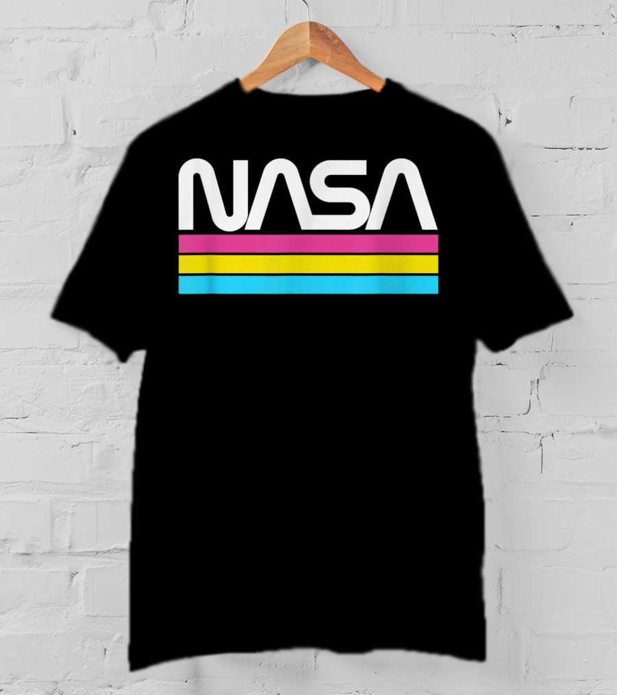 NASA Retro Style Classic Worm Logo Stripe T-Shirt
