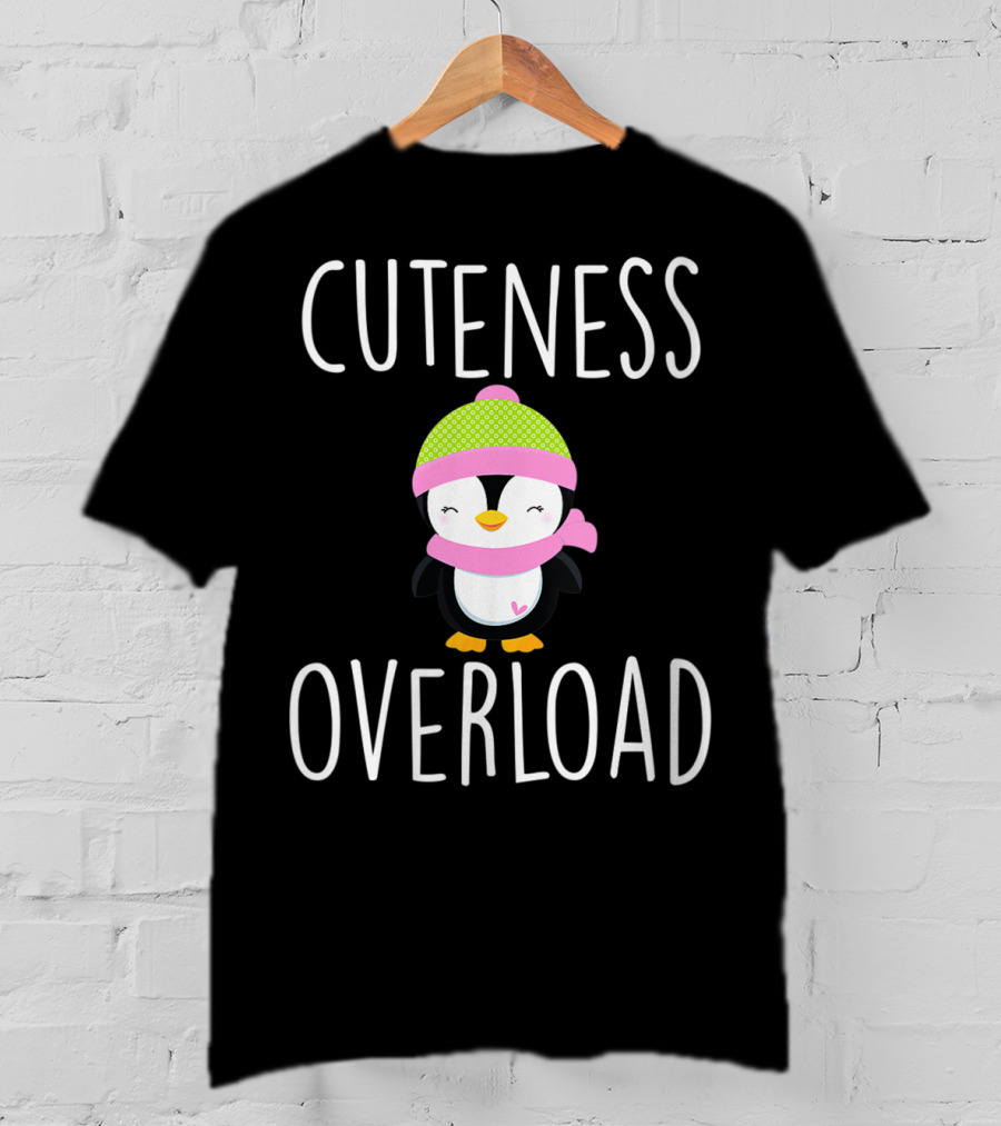Cuteness Overload Penguin Lover Green Hat And Scarf T-Shirt