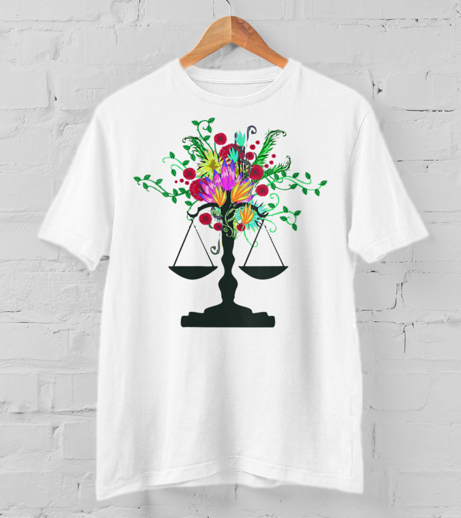 Scales Of Justice Vibrant Floral Arrangement Female T-Shirt