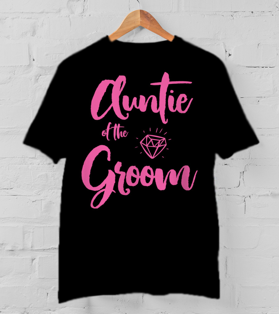 Auntie Of The Groom Pink Diamond Bridal Party T-Shirt
