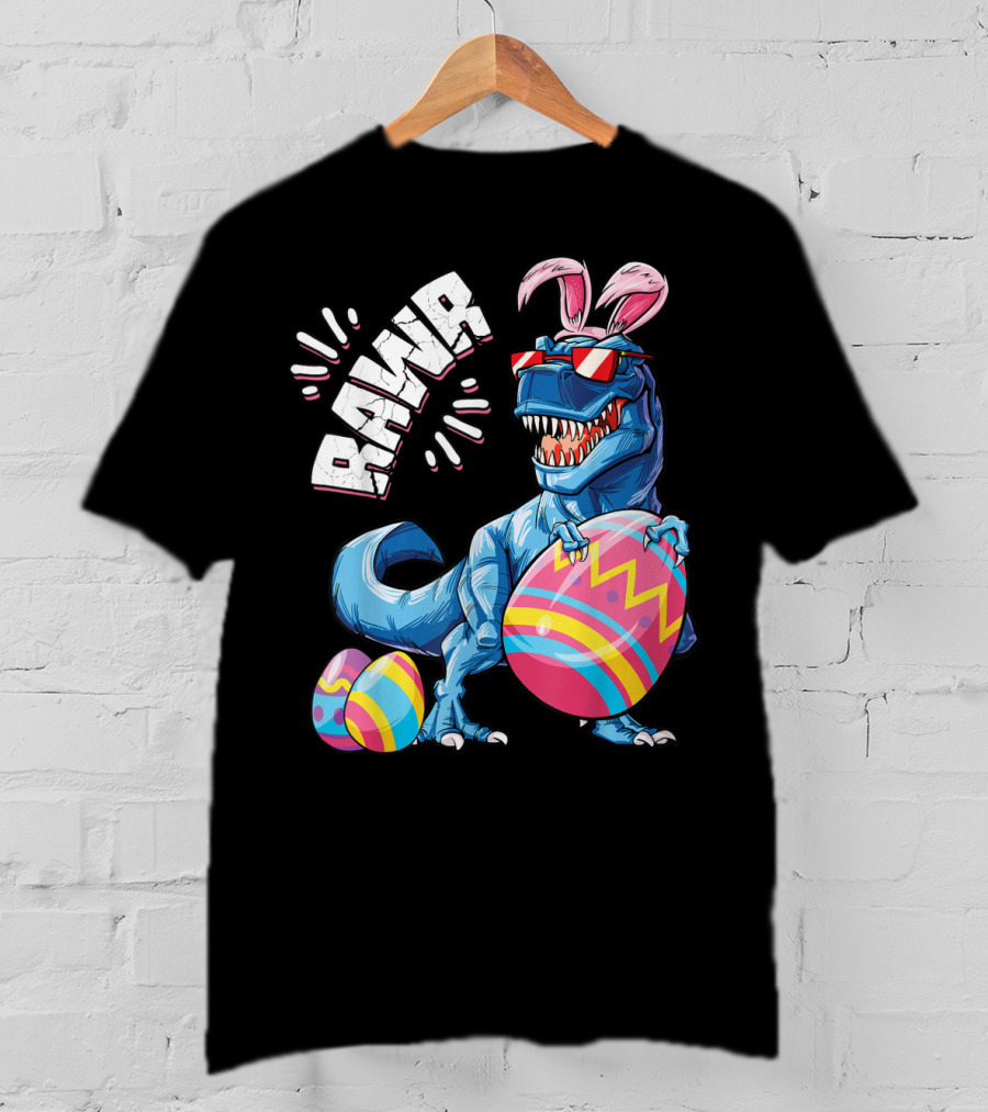 Easter Bunny Dinosaur Rex Rawr Eggs Girl T-Shirt