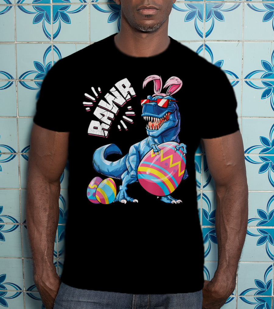 Easter Bunny Dinosaur Rex Rawr Eggs Girl T-Shirt