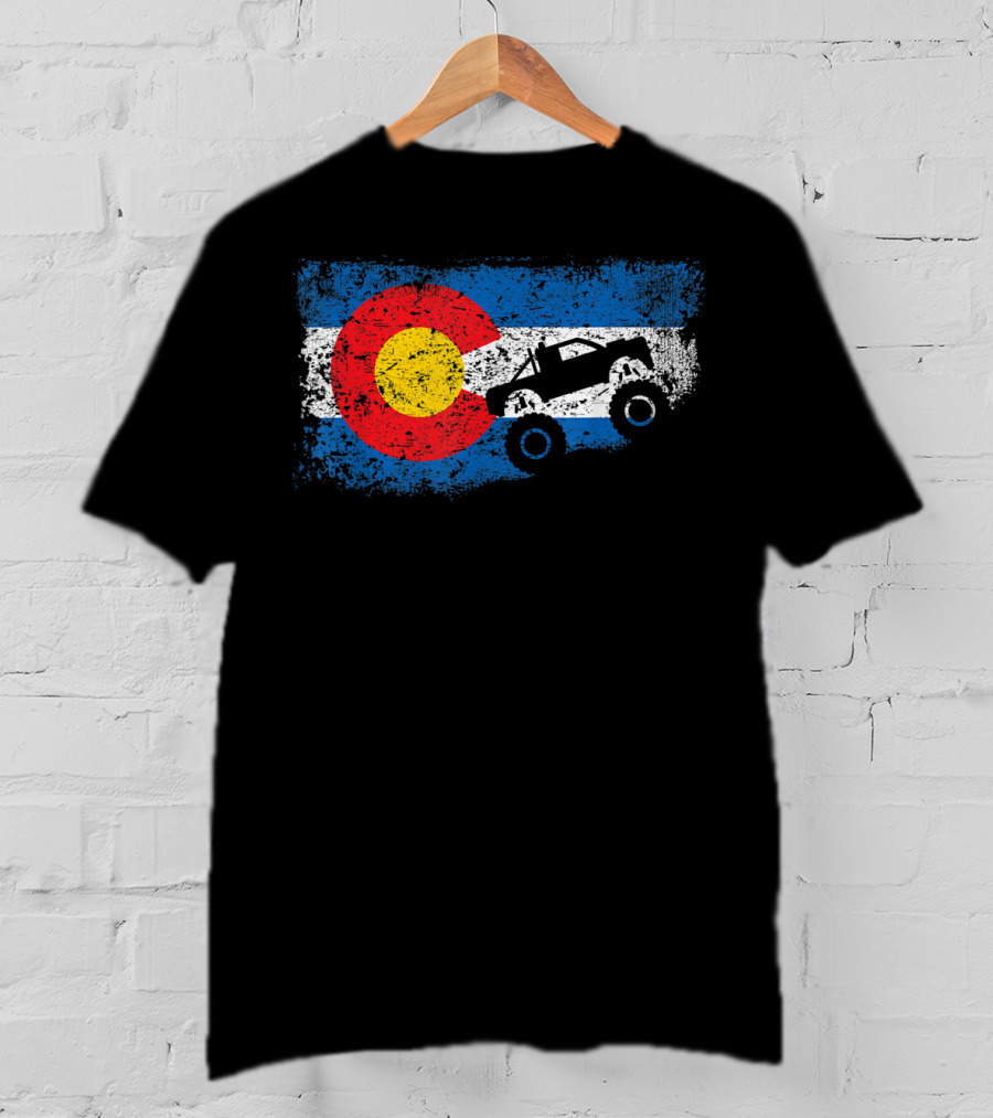 Monster Truck Colorado 4X4 Club Flag Iconic Off-Road Adventure T-Shirt