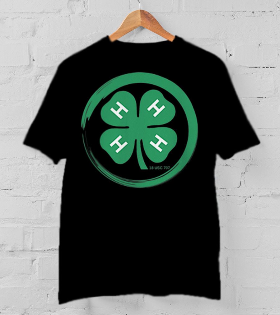 4 H Clover Emblem With 18 USC 707 Text T-Shirt