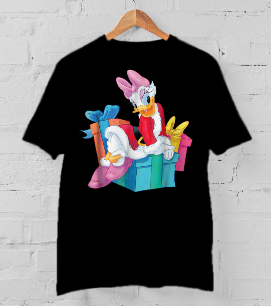 Disney Daisy Duck Santa Holiday With Colorful Gift Boxes T-Shirt