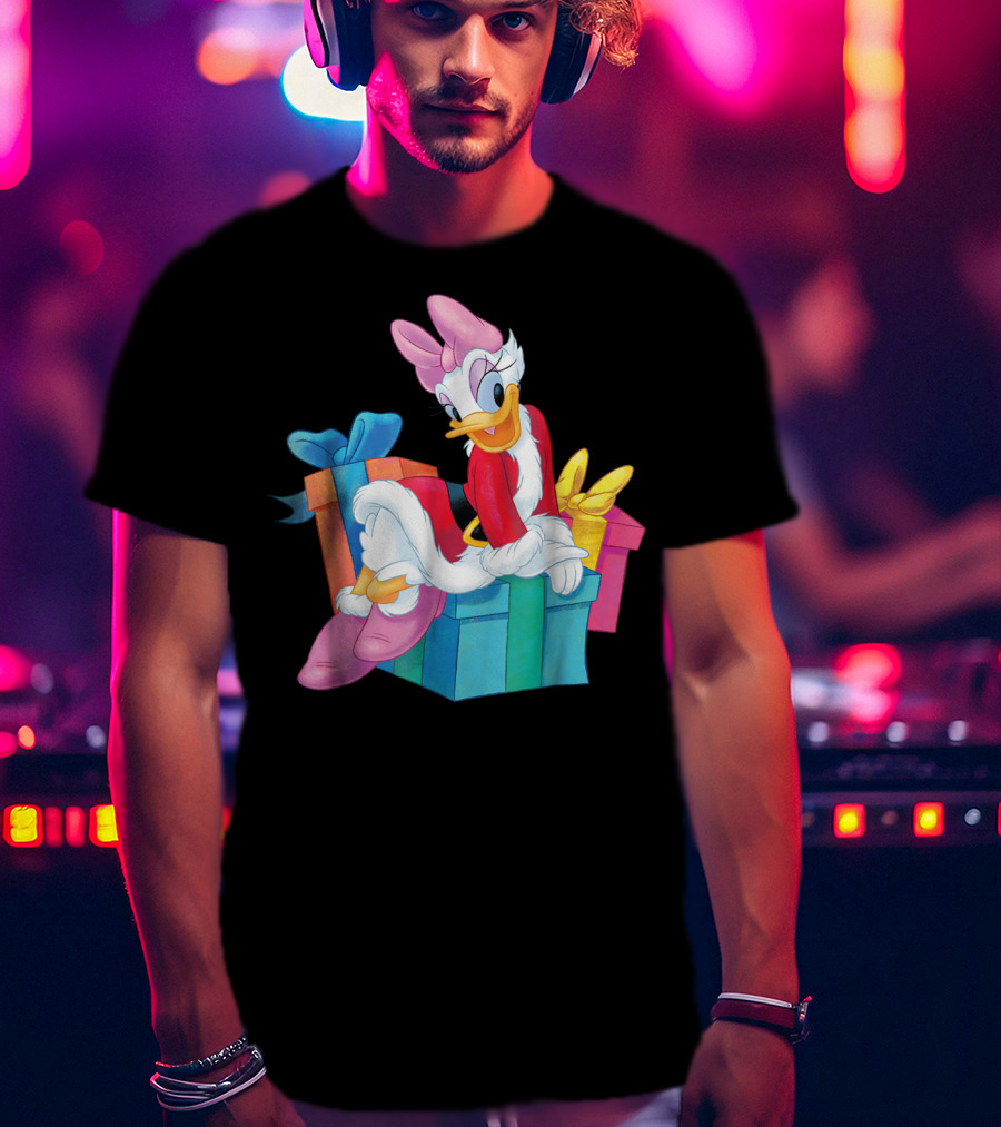 Disney Daisy Duck Santa Holiday With Colorful Gift Boxes T-Shirt