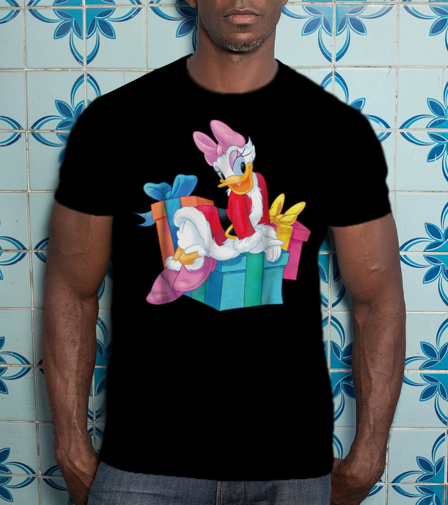 Disney Daisy Duck Santa Holiday With Colorful Gift Boxes T-Shirt