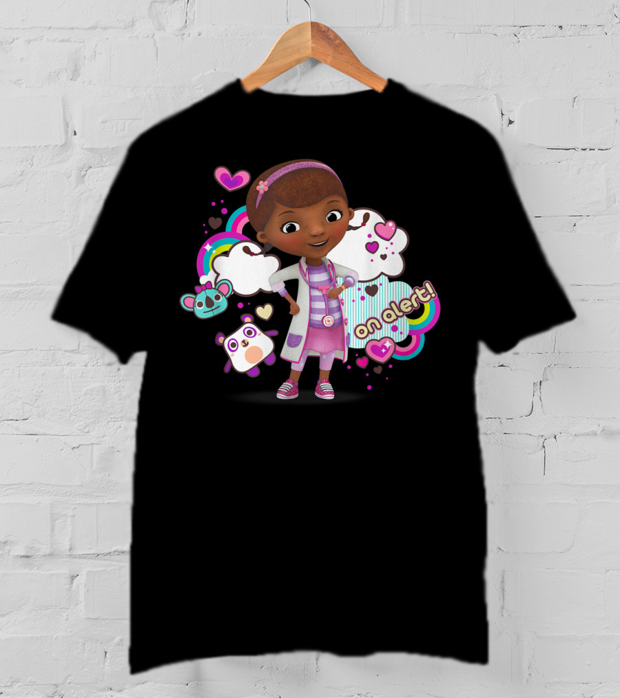 Disney Doc McStuffins Colorful Hearts And Clouds On Alert T-Shirt