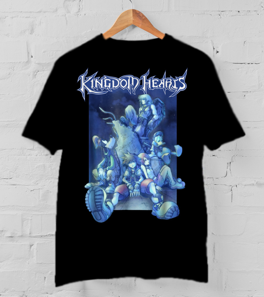 Kingdom Hearts Disney Blue Crew Art With Sora Donald Goofy And Riku T-Shirt