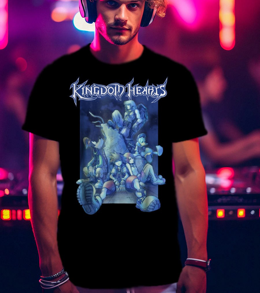 Kingdom Hearts Disney Blue Crew Art With Sora Donald Goofy And Riku T-Shirt